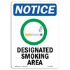 Signmission OSHA Notice Sign, 14" Height, Rigid Plastic, Designated Smoking Area Sign With Symbol, Portrait OS-NS-P-1014-V-10976